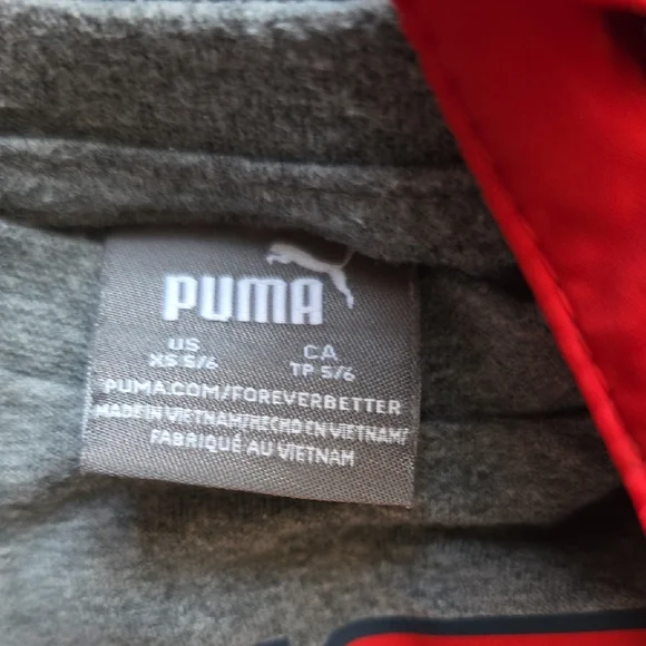 Puma Red Gray & Blue Kids' Outfit - Longsleeve T-shirt, Joggers and Vest - Picture 8 of 9
